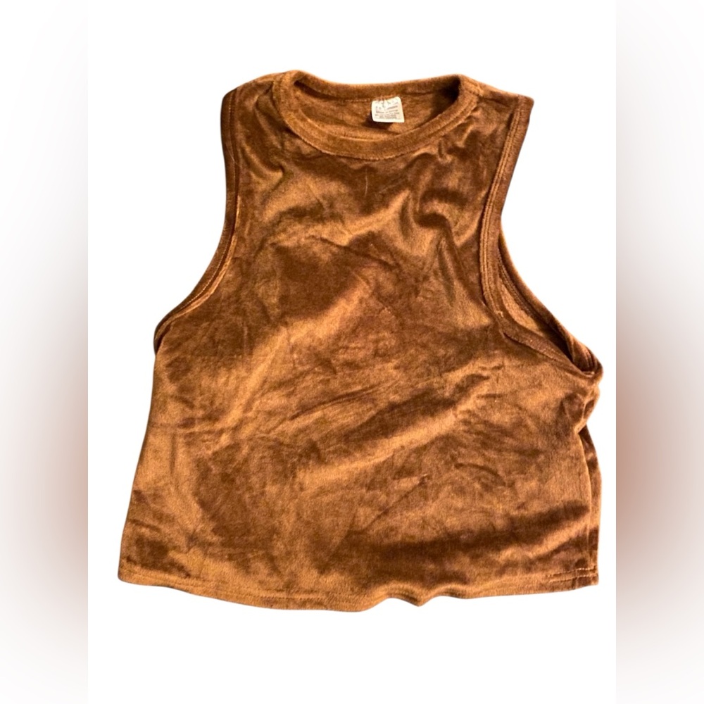 NWT Skinny Velour Crewneck Tank Honey Brown Teddy Racer back xl